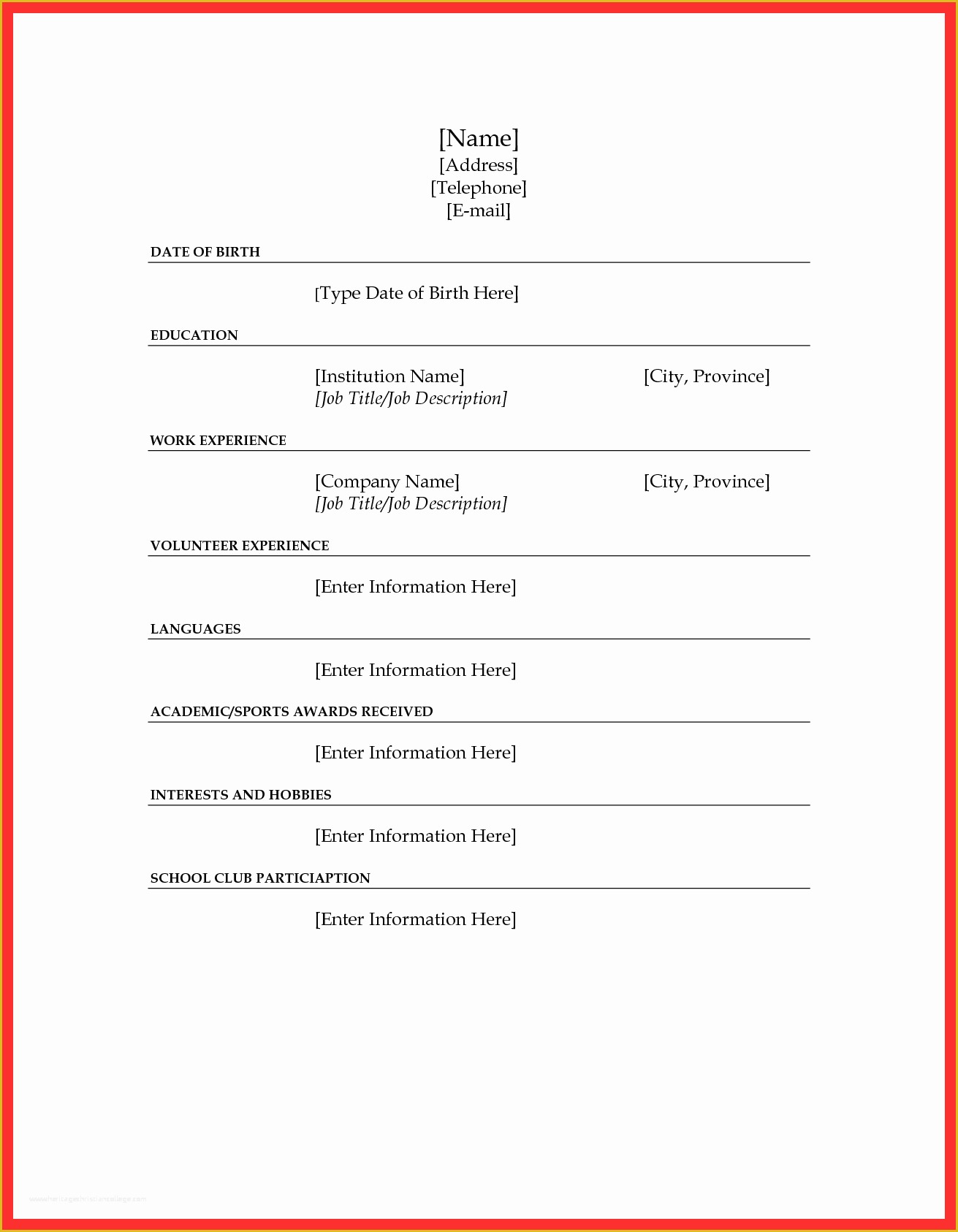 Free Fillable form Templates Of Fill In Resume form