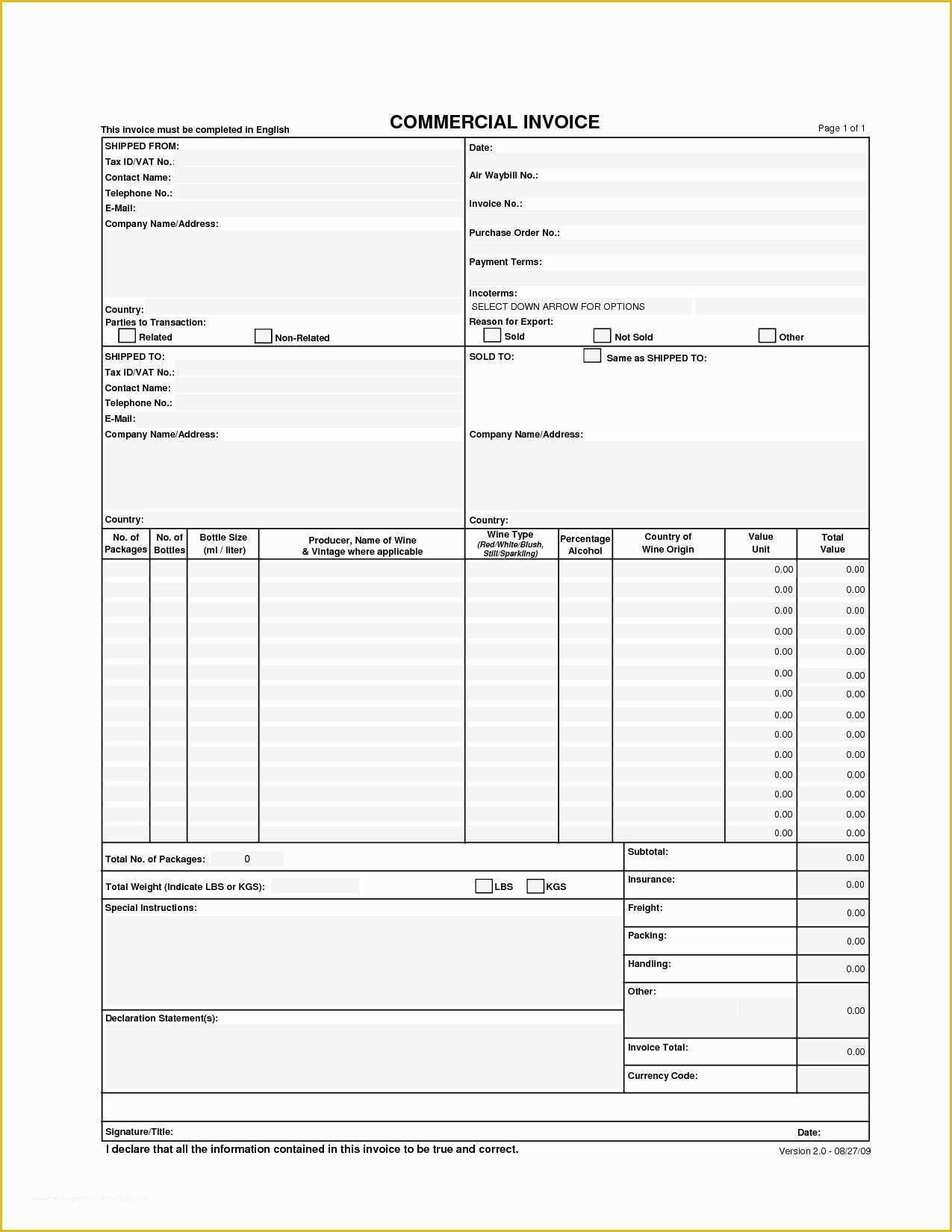 Free Fillable form Templates Of Fillable Mercial Invoice Invoice Template Ideas