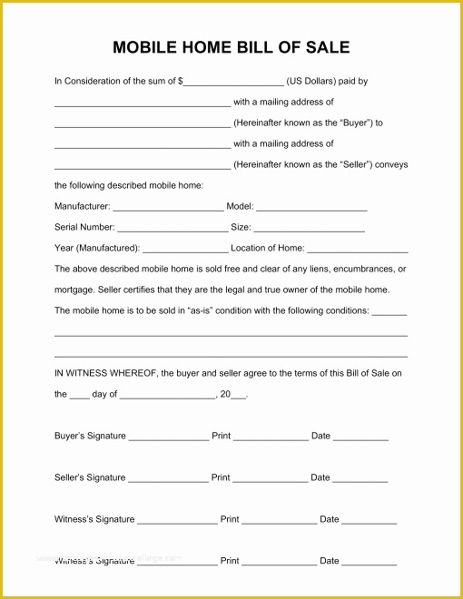Free Fillable form Templates Of Free Mobile Manufactured Home Bill Of Sale form Pdf