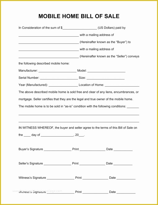 Free Fillable form Templates Of Free Mobile Manufactured Home Bill Of Sale form Pdf