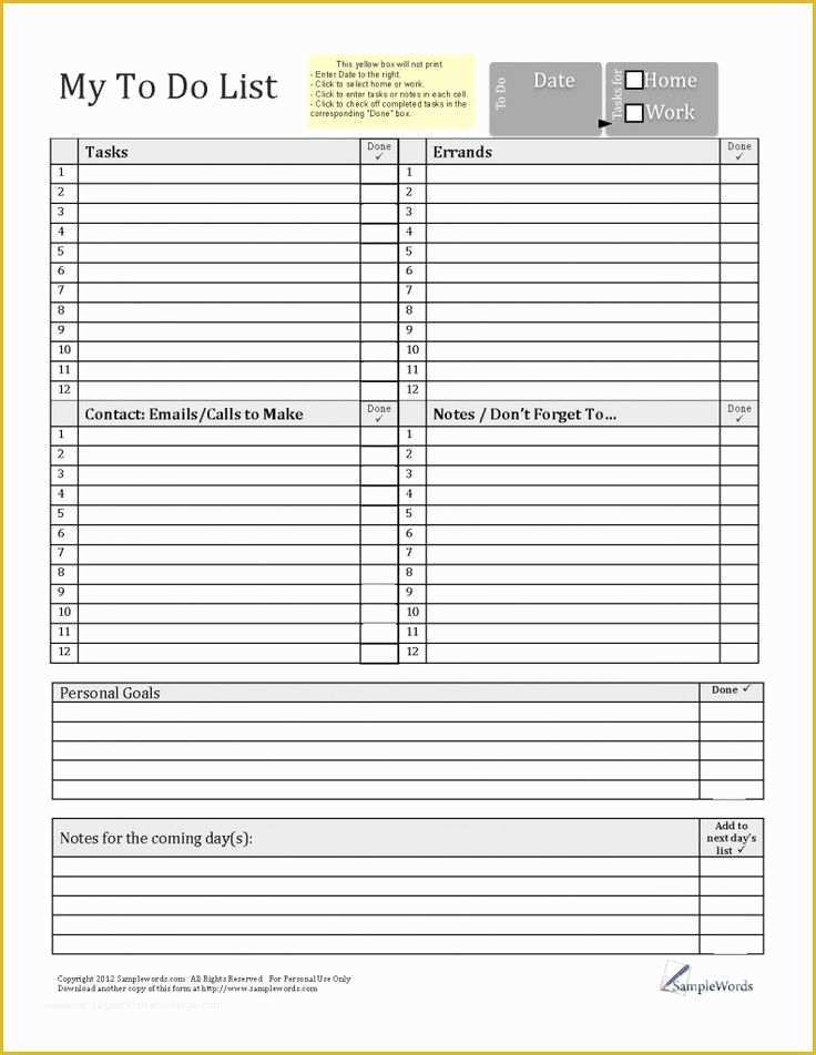 Free Fillable form Templates Of Printable to Do List Pdf Fillable form for Free Download