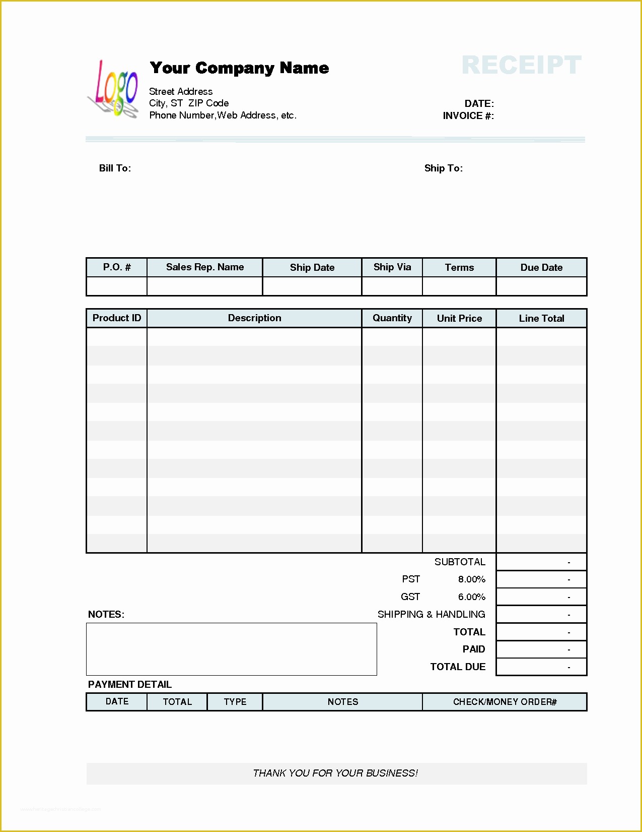 Free Fillable Receipt Template Of Receipt Invoice Template