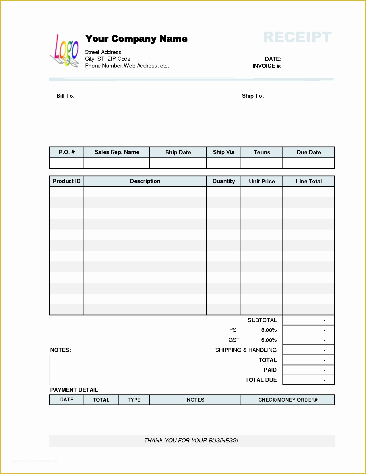 Free Fillable Receipt Template Of Receipt Invoice Template