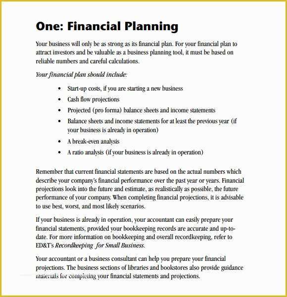 Free Financial Business Plan Template Of 6 Sample Financial Business Plan Templates