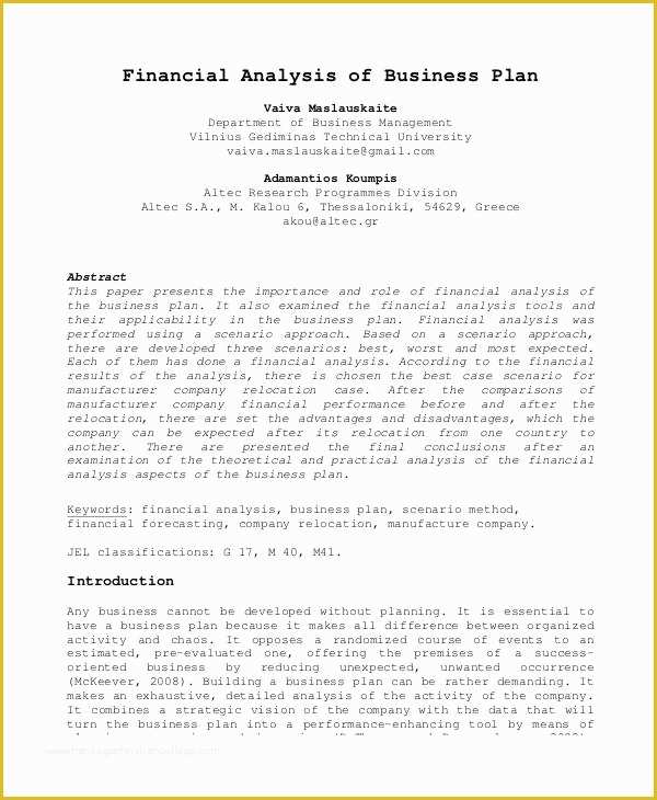 Free Financial Business Plan Template Of Basic Business Plan Templates 12 Free Pdf format