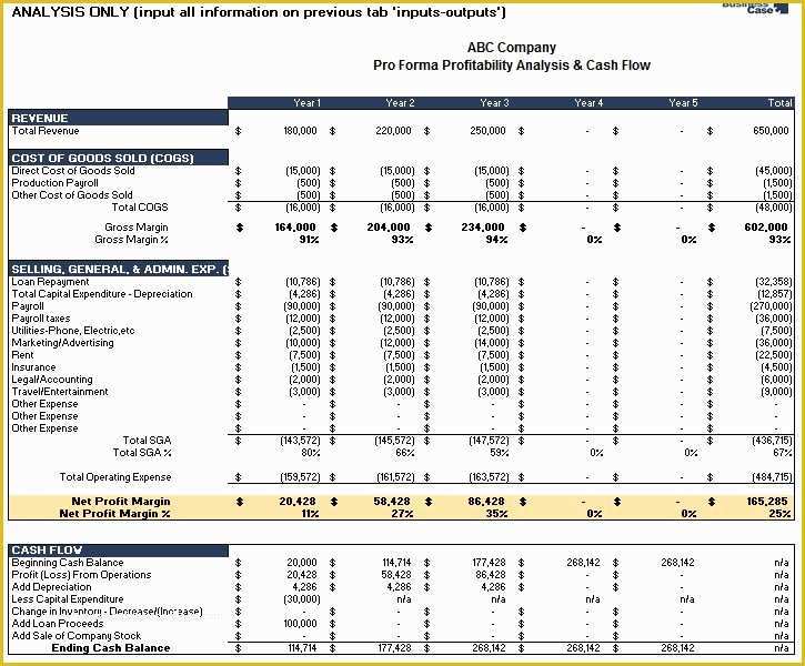 Free Financial Business Plan Template Of Business Proforma Template