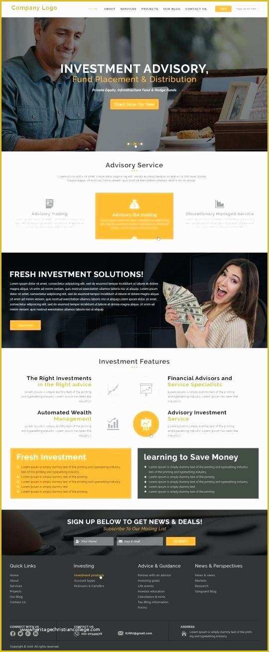 Free Financial Website Templates Of Financial Advisor Website Template for Finance Panies