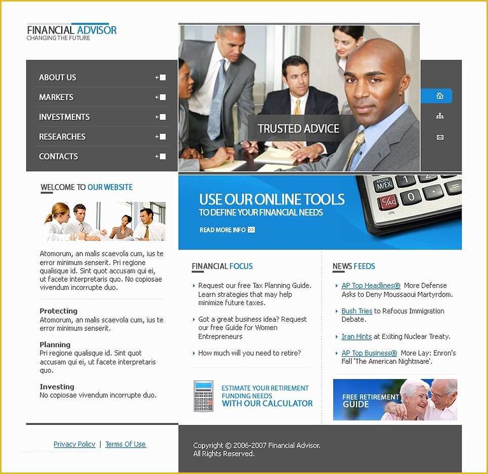 Free Financial Website Templates Of Financial Advisor Website Template Web Design Templates