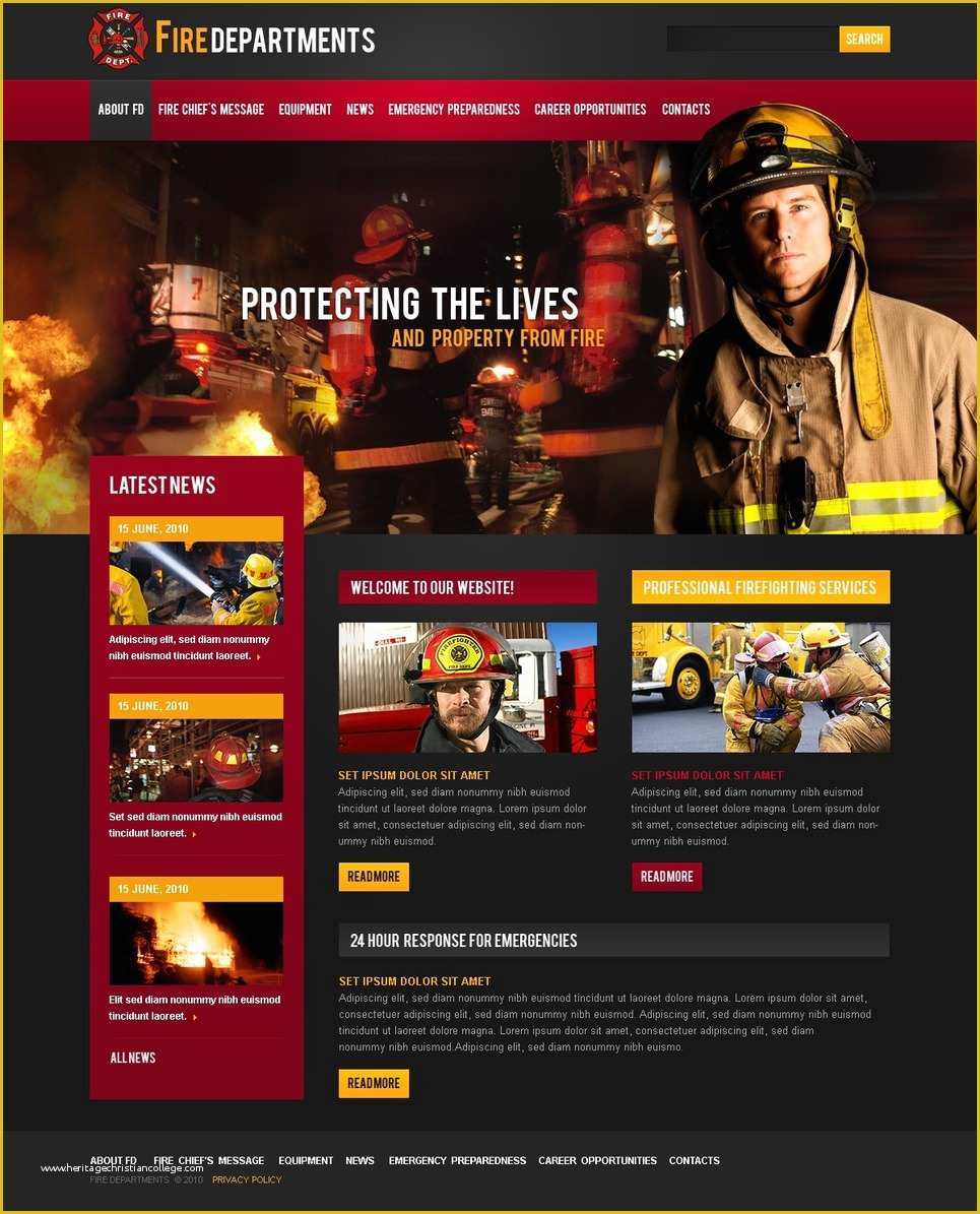 Free Fire Department Website Templates Of Fire Department Website Template