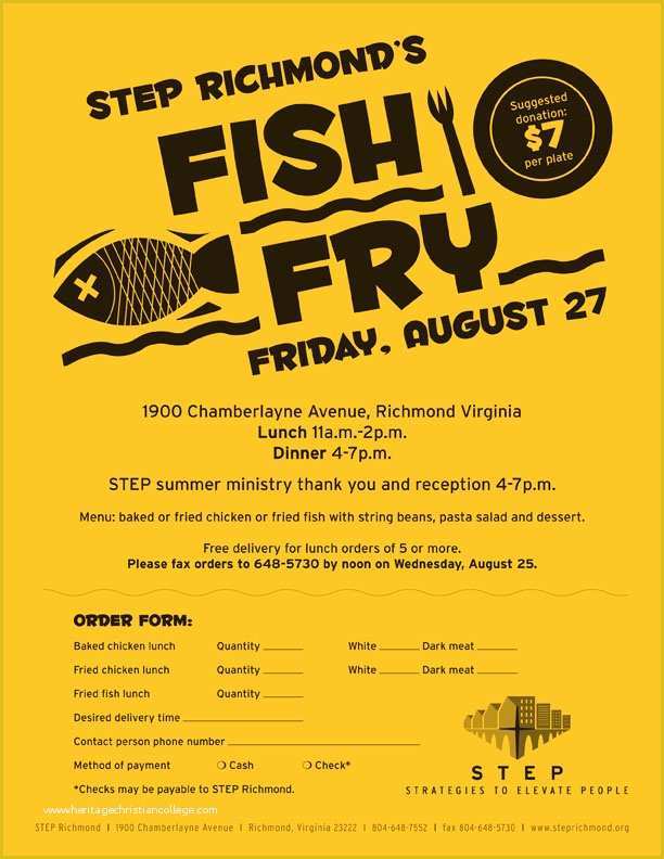 Free Fish Fry Flyer Template Of Fish and Chicken Fry On Friday 8 27 $7 Donation