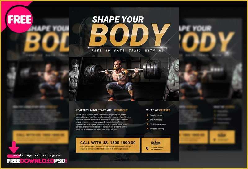 Free Fitness Flyer Template Publisher Of Body Fitness Flyer Psd Template