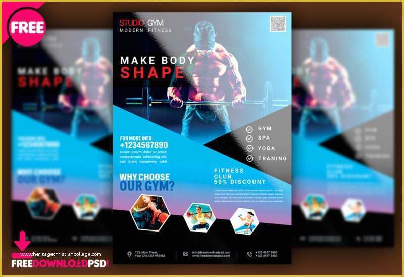 Free Fitness Flyer Template Publisher Of Fitness Gym Flyer Psd Template