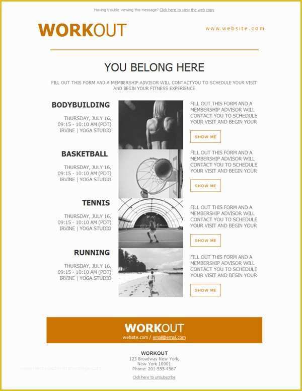 Free Fitness Newsletter Templates Of Free Email Templates Download Design Fitness Experience