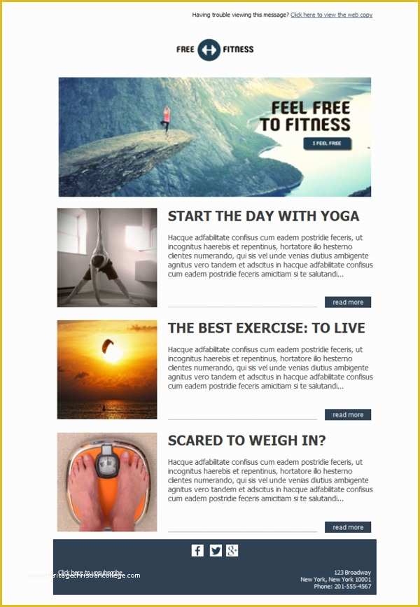 Free Fitness Newsletter Templates Of Free Email Templates Download Design Fitness Freedom