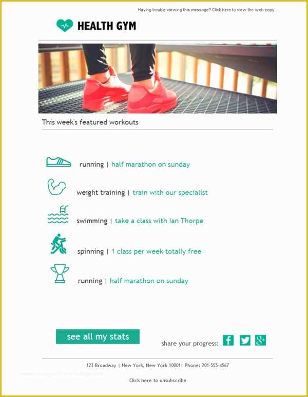 Free Fitness Newsletter Templates Of Free Email Templates Download Design Fitness Health Plan