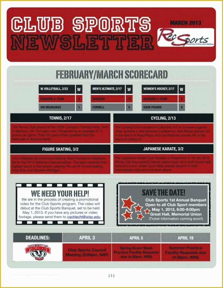 Free Fitness Newsletter Templates Of Sports Club Newsletter Template Free Printable Newsletters