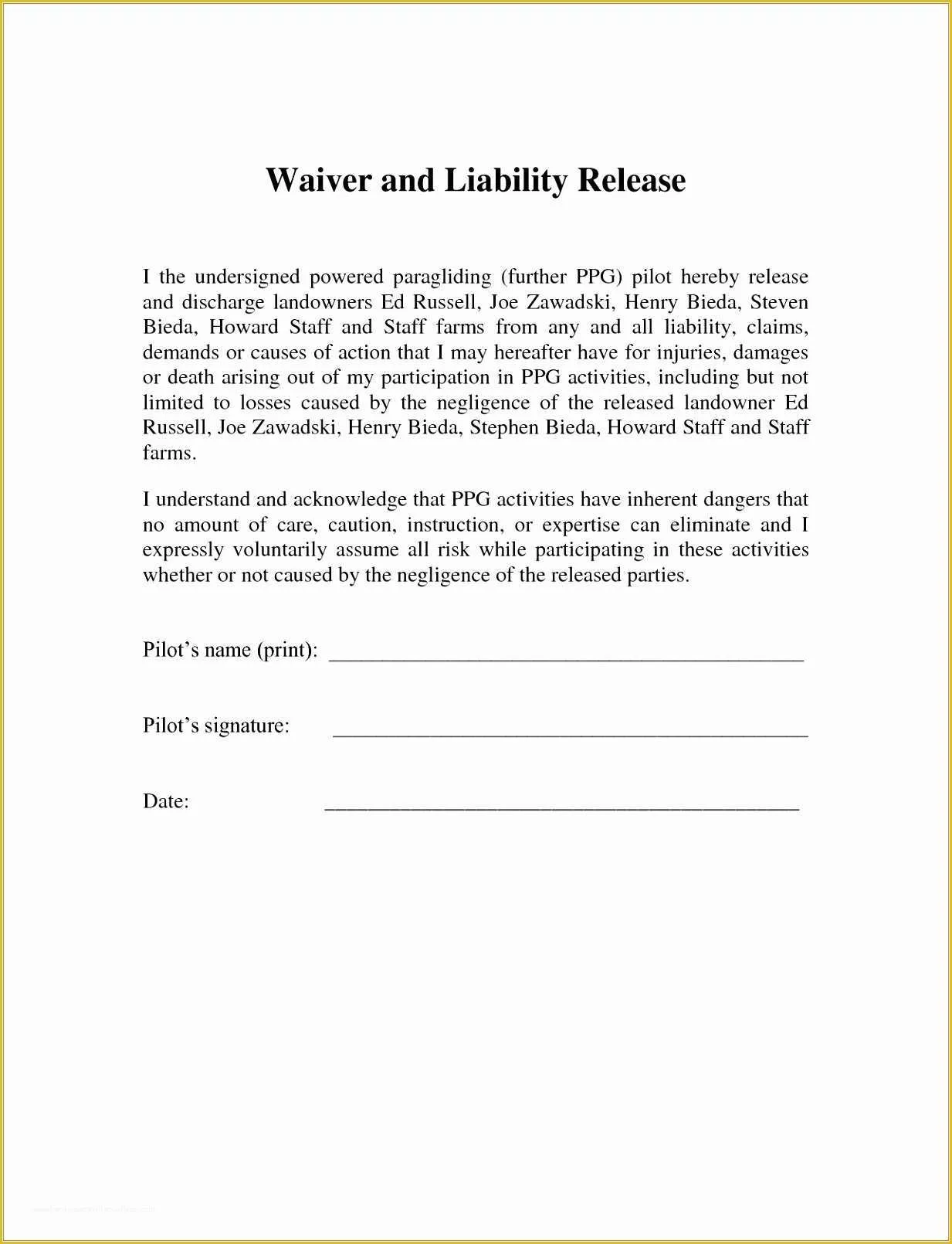 Free Fitness Waiver Template Of 6 Fitness Waiver and Release form Template Ueeur