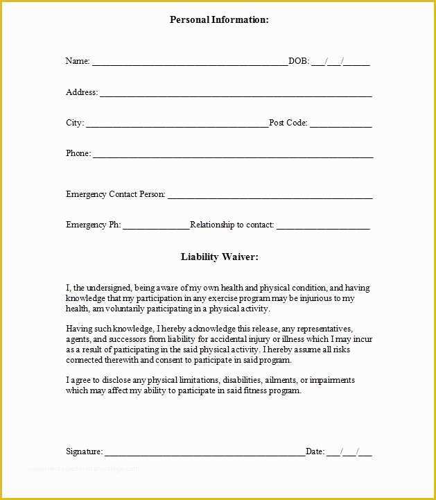 Free Fitness Waiver Template Of Free Printable Release and Waiver Liability Agreement