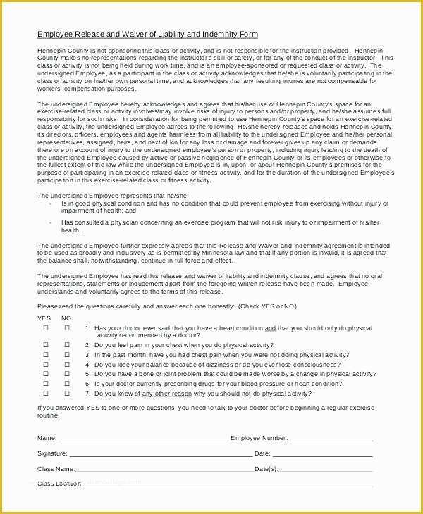 Free Fitness Waiver Template Of Generic Liability Waiver Template Employee Liability