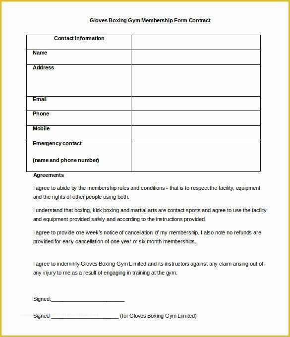 Free Fitness Waiver Template Of Gym Registration form Pdf