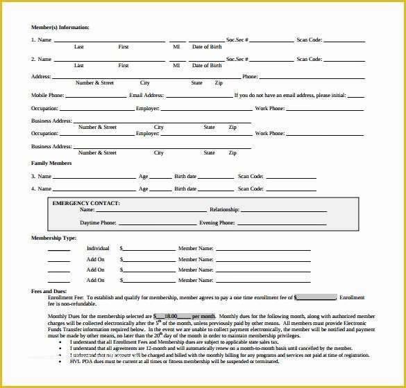 Free Fitness Waiver Template Of Gym Registration form Pdf