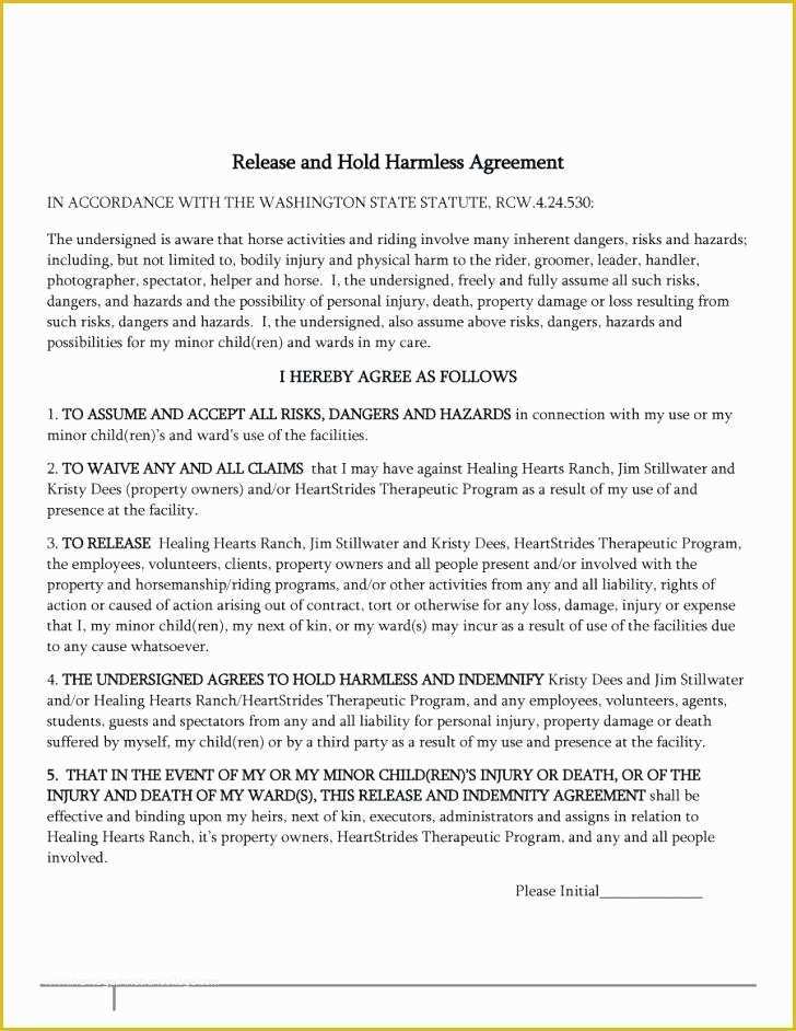 Free Fitness Waiver Template Of Hold Harmless Agreement Template Free Word Document