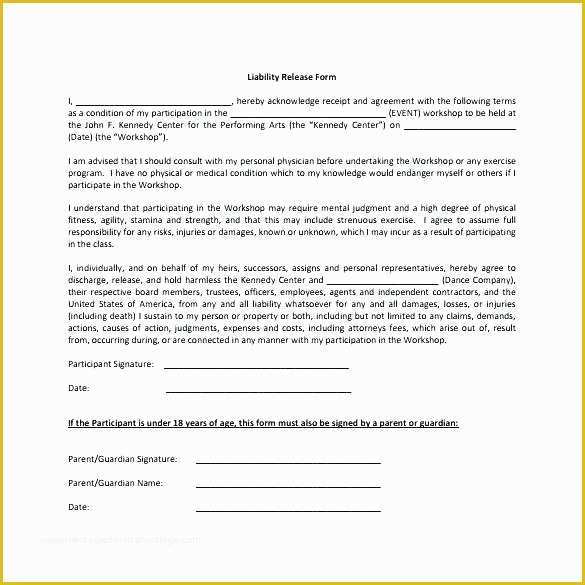 Free Fitness Waiver Template Of Liability Release Agreement Template – Psychicnights