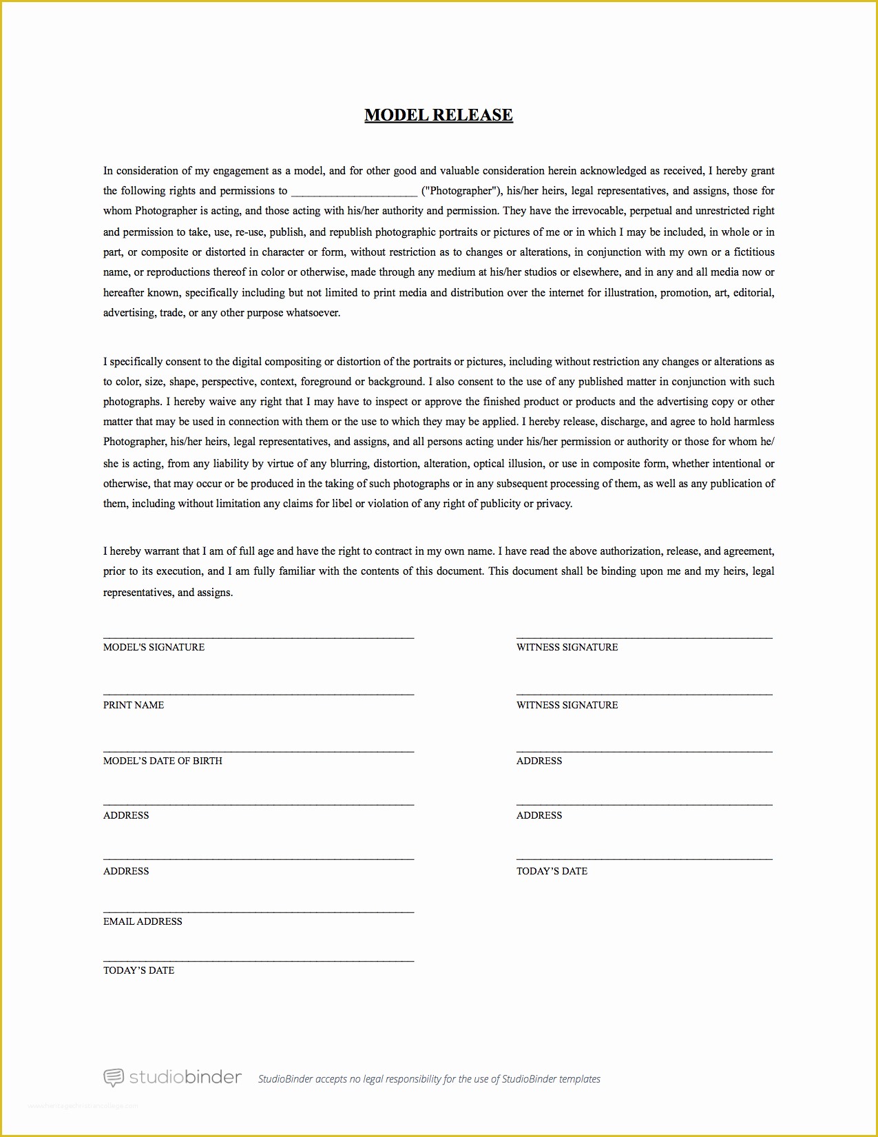Free Fitness Waiver Template Of the Best Free Model Release form Template for Graphy