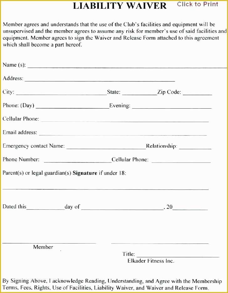 Free Fitness Waiver Template Of 6 Fitness Waiver and Release form