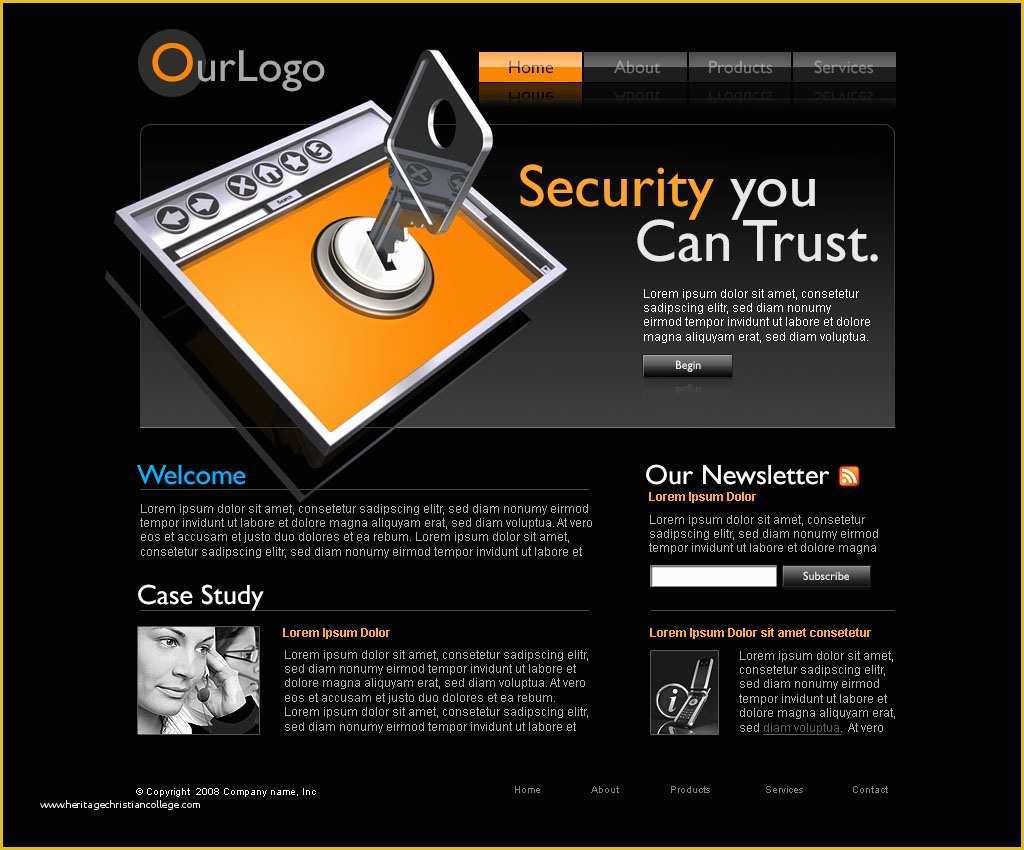 Free Flash Website Templates with source Files Of Line Security Website Template source File