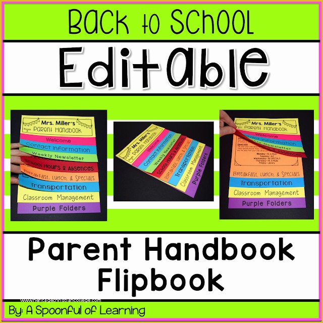 Free Flip Book Template for Teachers Of A Spoonful Of Learning Back to School Parent Handbook