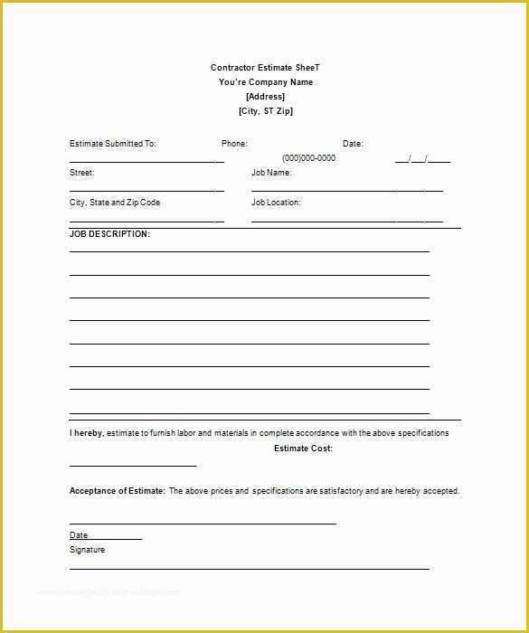 Free Flooring Estimate Template Of 26 Blank Estimate Templates Pdf Doc Excel Odt