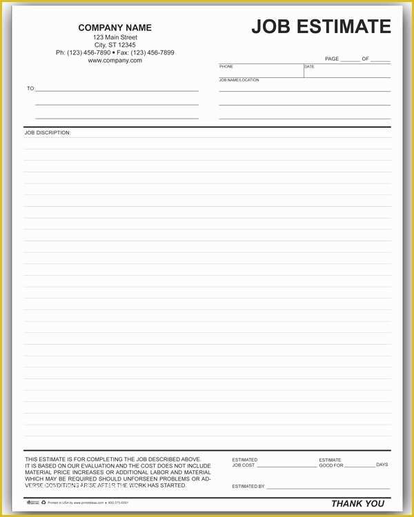 Free Flooring Estimate Template Of Job Estimate form