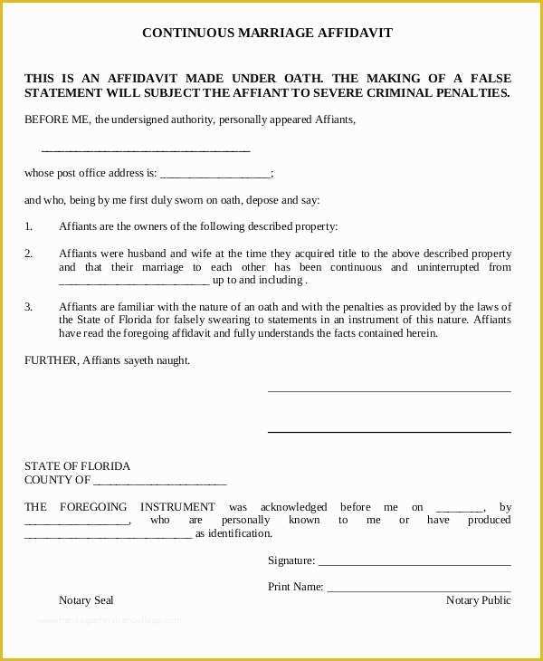 Free Florida Affidavit Template Of 33 Free Affidavit forms