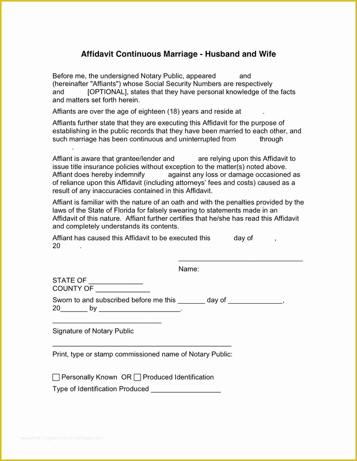 Free Florida Affidavit Template Of 6 Marriage Affidavit forms – Word Templates