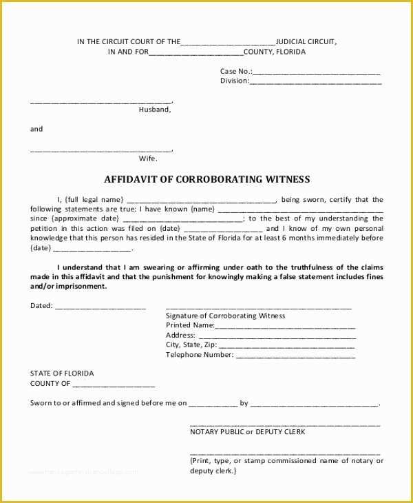 Free Florida Affidavit Template Of Affidavit Driverlayer Search Engine