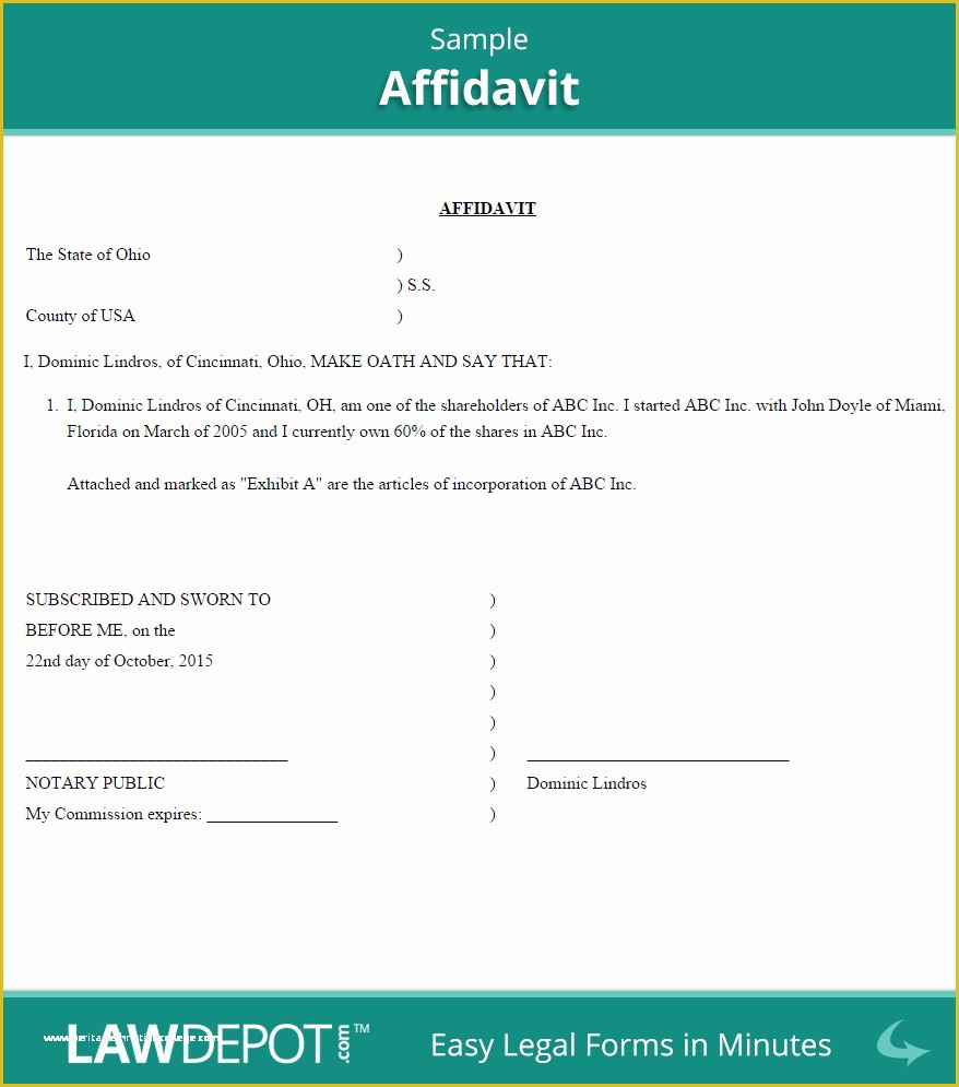 Free Florida Affidavit Template Of Affidavit form