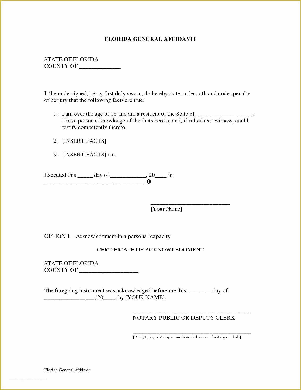 Free Florida Affidavit Template Of Blank Affidavit form Example Mughals