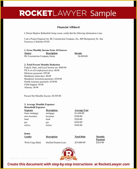 Free Florida Affidavit Template Of Financial Affidavit form Financial Disclosure Affidavit