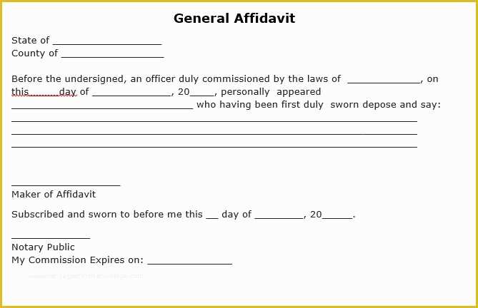 Free Florida Affidavit Template Of Free Download Simple Template Of General Affidavit form