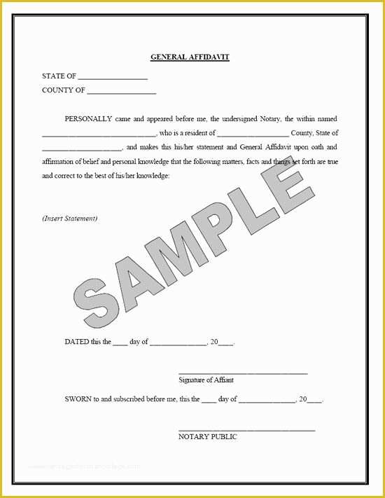 Free Florida Affidavit Template Of Printable Sample Affidavit form form