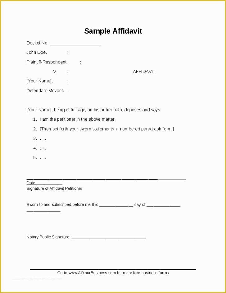 Free Florida Affidavit Template Of Printable Sample Affidavit form form