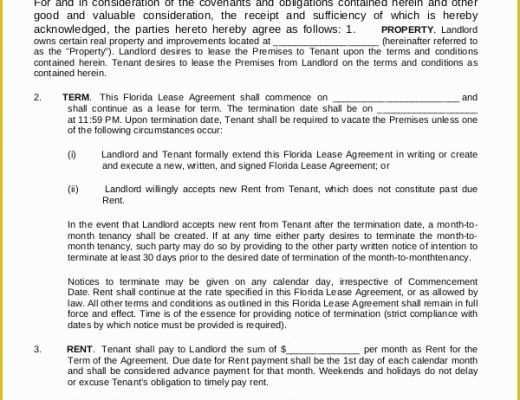 Free Florida Lease Agreement Template Of 17 Printable Residential Lease Agreements