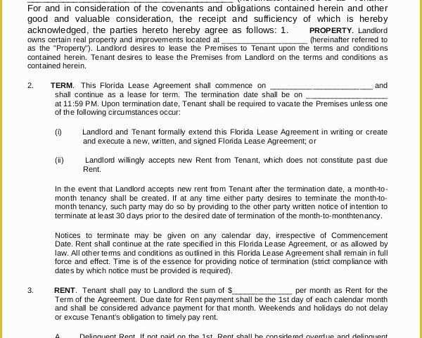 Free Florida Lease Agreement Template Of 17 Printable Residential Lease Agreements