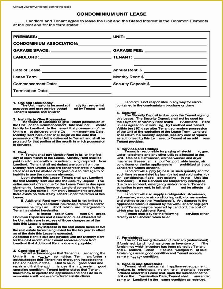 Free Florida Lease Agreement Template Of Condo Lease Agreement