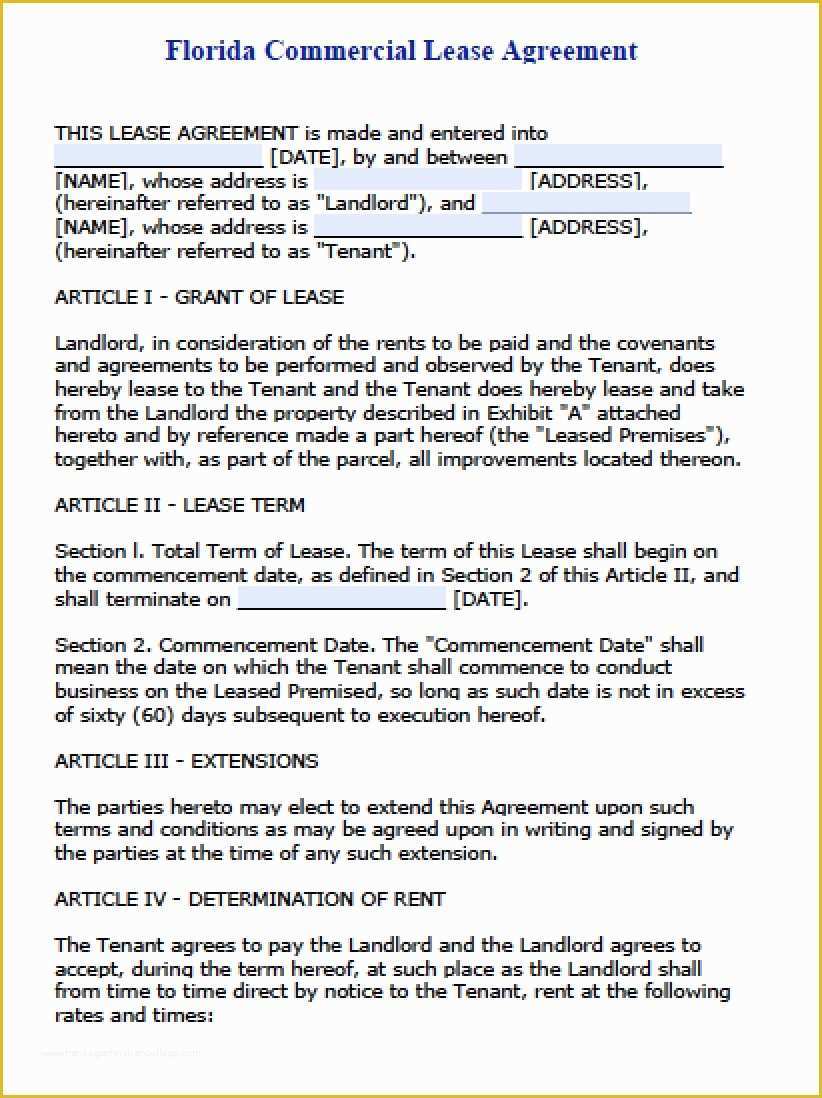 Free Florida Lease Agreement Template Of Free Florida Mercial Lease Agreement Pdf