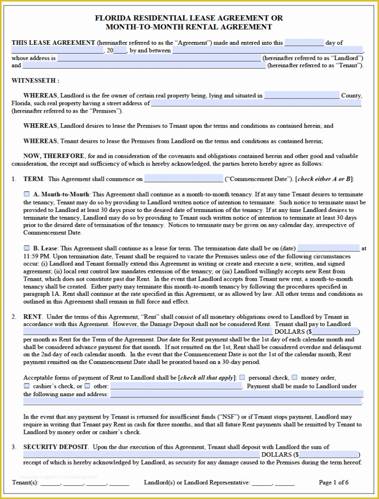 Free Florida Lease Agreement Template Of Free Florida Residential Lease Agreement Template – Pdf – Word