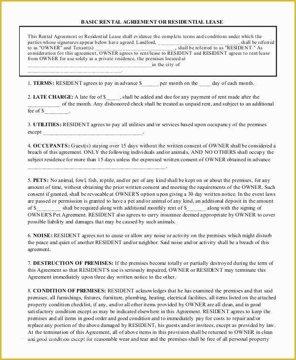 Free Florida Residential Lease Agreement Template Of 42 Simple Rental Agreement Templates Pdf Word