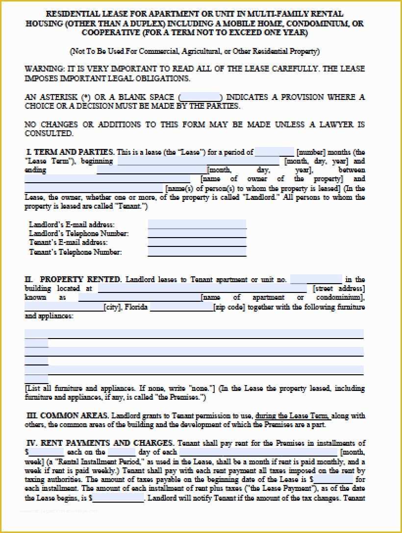 Free Florida Residential Lease Agreement Template Of Free Florida Month to Month Lease Agreement Pdf