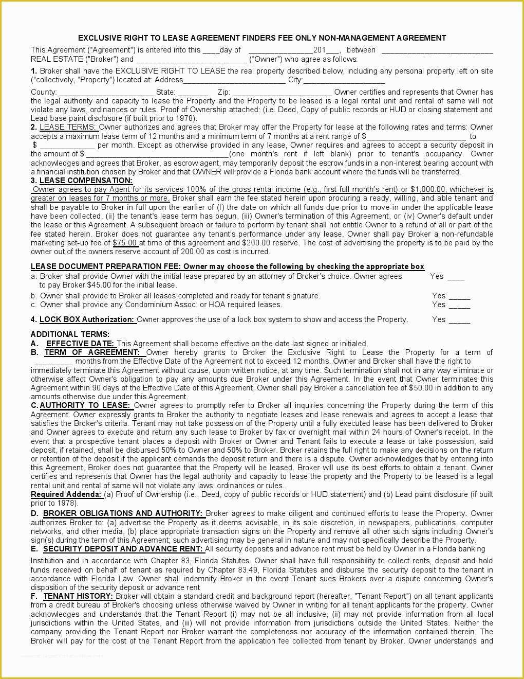 Free Florida Residential Lease Agreement Template Of Free Florida Rental Lease Agreement form